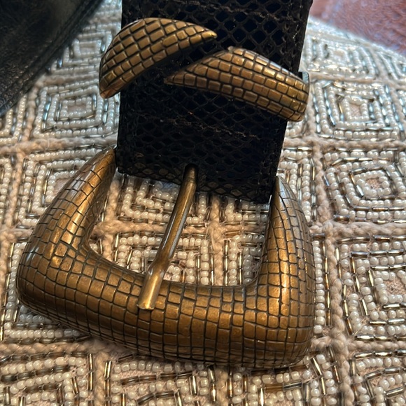 Black Textured Leather Belt with Antique Bronze Buckle main image 5